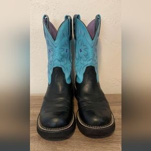 Ariat Turquoise Black leather Cowboy Boots